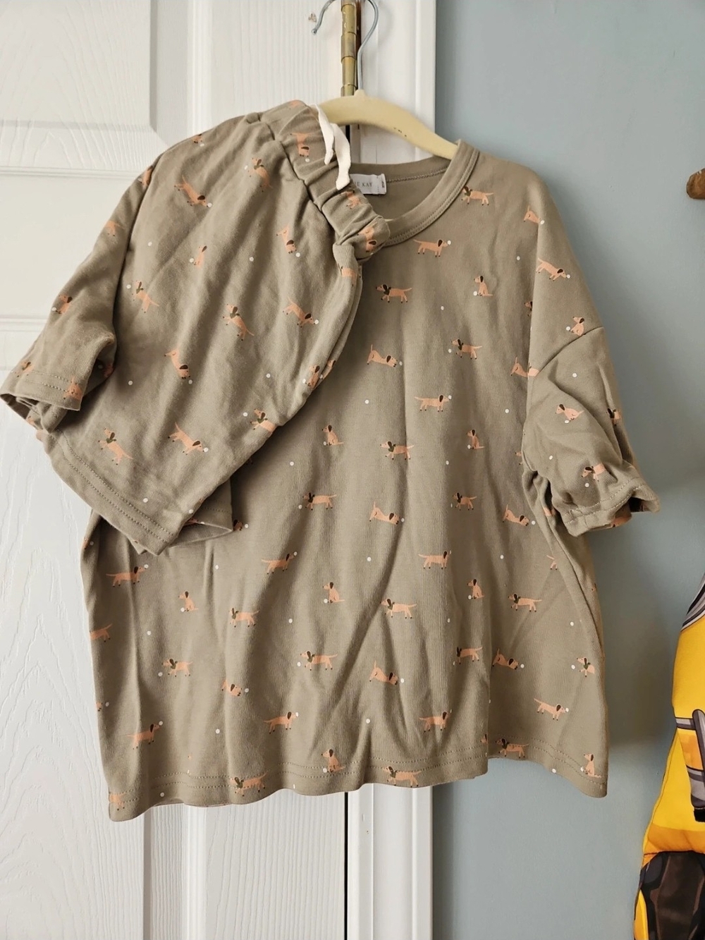 Jamie Kay Olive Green Shorts Tee Set with Print